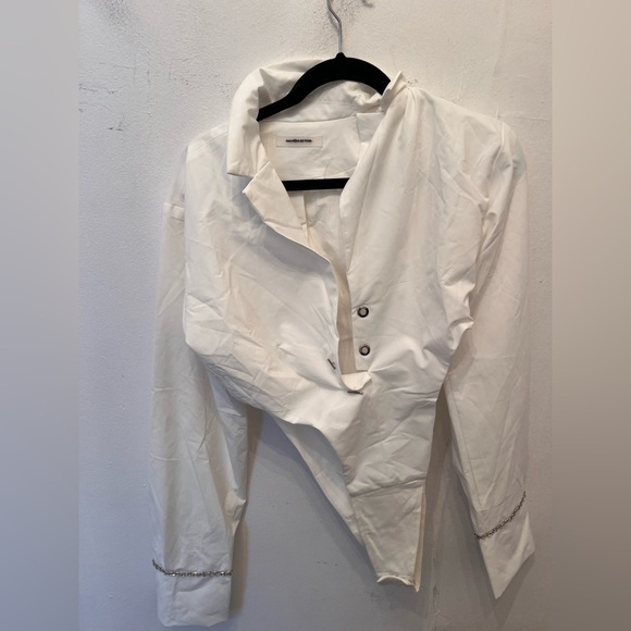 Maniere De Voir Collared Bodysuit White Size 6 - Picture 2 of 4